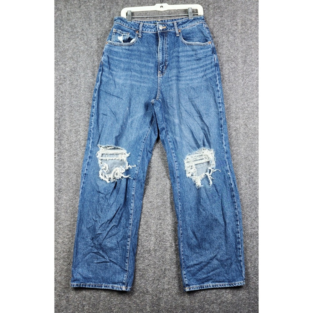 Wild Fable Distressed Straight Leg Jeans Womens 10/30R Blue High Rise Ripped